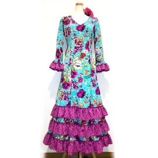 水玉幅広ワンピース(フクシアピンク) | Trajes de Flamenca社製 - フラメンコドレスショップ ケイトトス Flamenco  dress shop katetoss