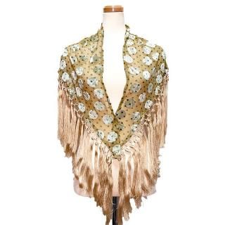 フラメンコ マントンシージョ オフホワイトランダム水玉xチョコレートフレコ 全2色 小さな水玉のマントンシージョ フレコブラック