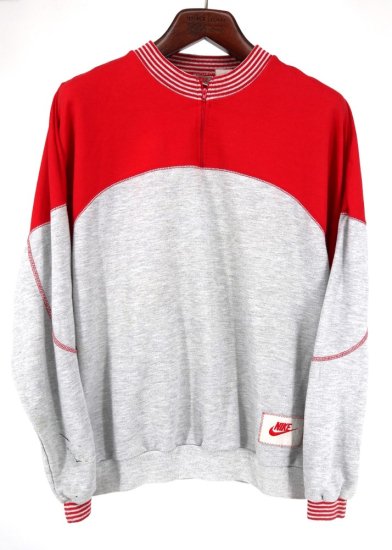 古着 90's NIKE ナイキ 銀タグ ハーフジップ スウェットシャツ 赤Ｘグレー / メンズＬ - DAIGO'S ONLINE SHOP