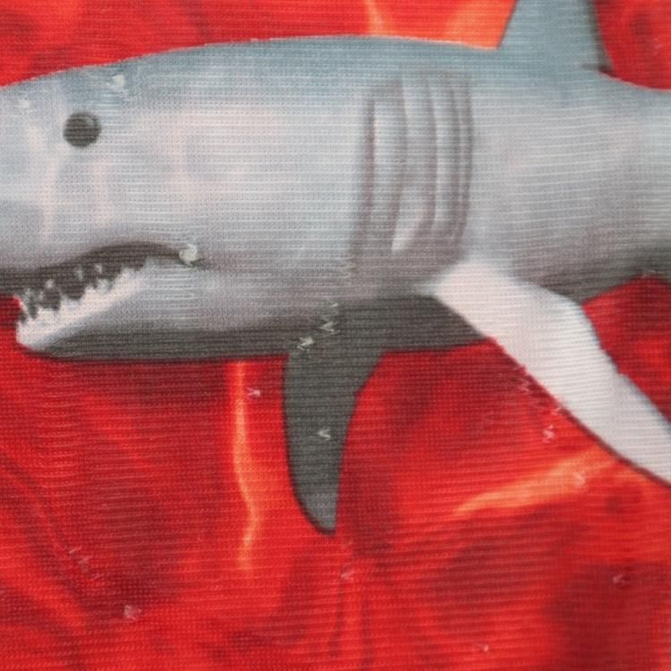 古着 90's ODO サメ SHARK ジョーズ 総柄 ポリシャツ 開襟 オープン