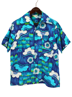  70s HAWAII Hawaiian shirts  ץ󥫥顼 ͥܥܥ ֥롼 ꡼ ϥ磻 ϥ / M