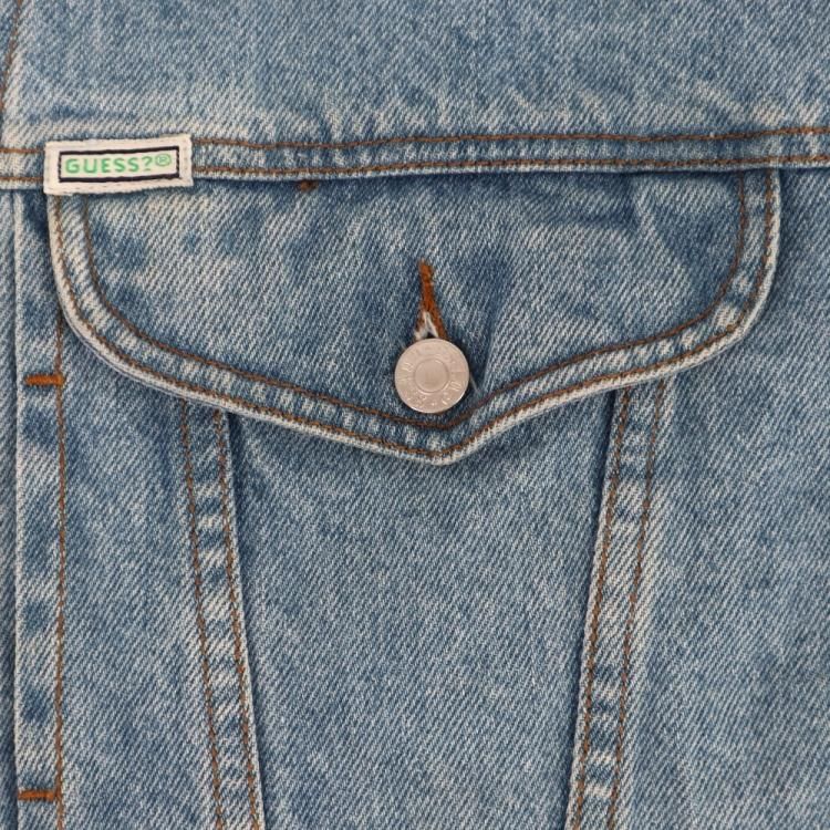 古着 90's USA製 GUESS ゲス OLD オールド タックボタン 緑