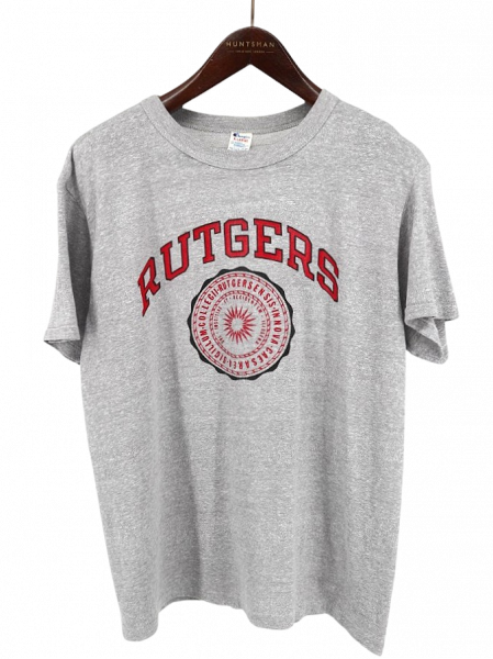 古着 80’s USA製 Champion チャンピオン トリコタグ RUTGERS ラトガース 目無し  2段プリント カレッジ Tシャツ / メンズXL
