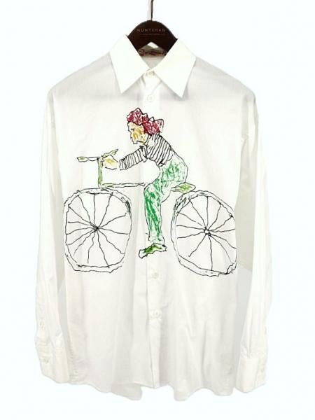 古着 イタリア製 MARNI マル二 MARIA MAGDALENA SUAREZ マリアマグダレナスアレス コラボレーション 自転車 プリント 長袖シャツ / レディース38
