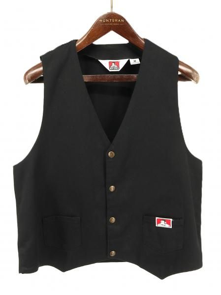 古着 90's USA製 BEN DAVIS ベンデイビス ブラック 定番 コットン ポリエステル ツイル ワーク ベスト / メンズM