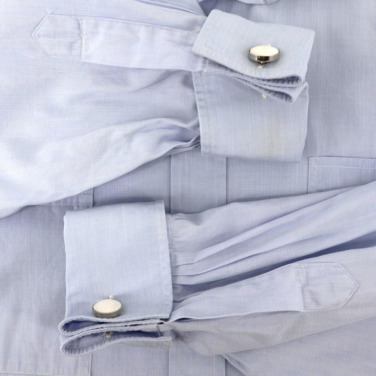 【美品】シャルべ 長袖 カフス シャツ ワイシャツ 41 XL相当 ブルー 綿100％ワイドカフスシャツ＜大きいサイズ有＞シックスタイル