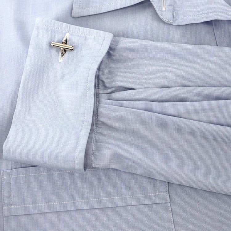 古着 00's FRANCE製 Charvet シャルベ ブルー ダブルカフス