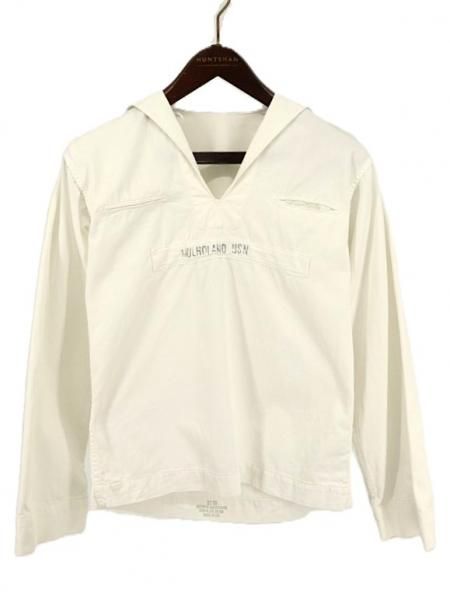 古着 70's ビンテージ  USN US NAVY アメリカ海軍 ヘリンボーンツイル HBT テープ付き ステンシル入り セーラー シャツ/ メンズS相当