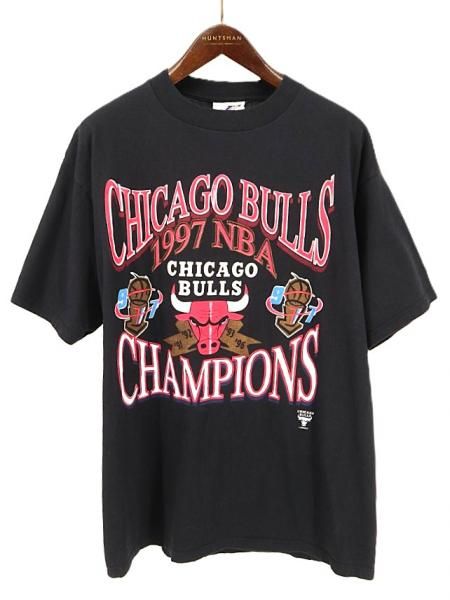 古着 90's LOGO ATHLETIC バスケ NBA シカゴブルズ CHICAGO BULLS 1997 CHAMPIONS プリント Tシャツ / メンズL
