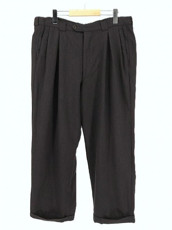 ARMANI Collezioni ブラックウール　1タック　ワイドトラウザーズ GIORGIO ARMANI 黒タグ ワイドストレート 1タックスラックス