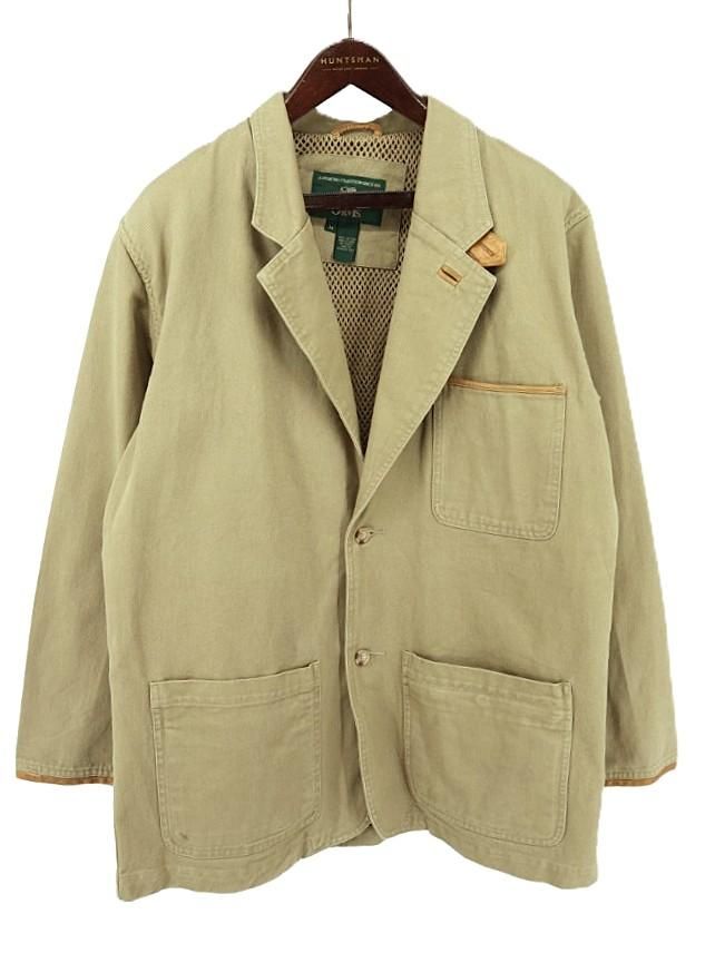 古着 90's orvis オービス 緑タグ レザー エルボーパッチ付き