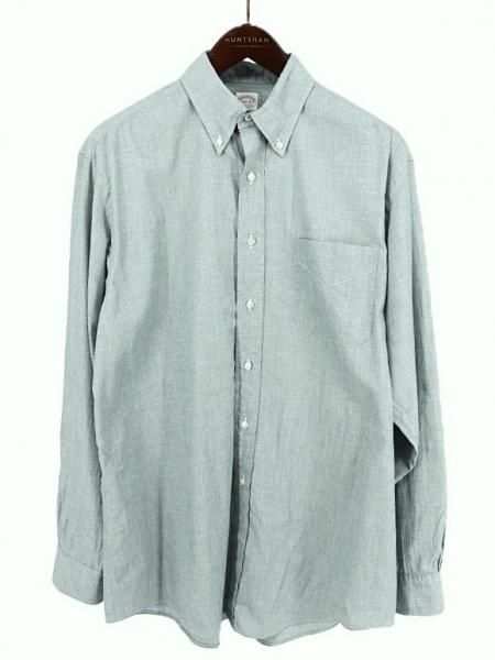 古着 90’s USA製 Brooks Brothers ブルックスブラザーズ Makers ブルー系 無地 ポロカラー BD 長袖シャツ / 16 1/2 -4 (メンズL相当)