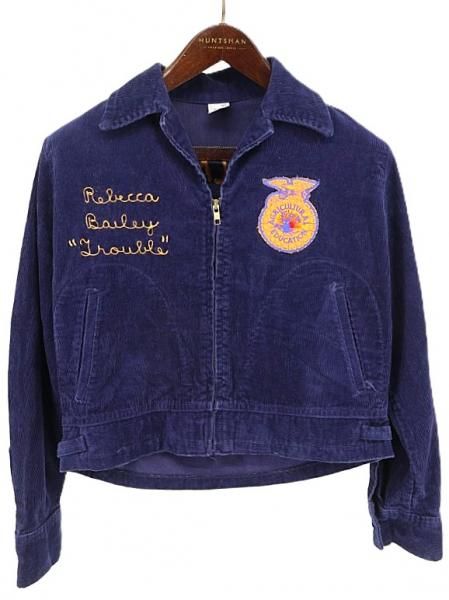 古着 80's FFA Future Farmers of America  Lot103 ネイビー コーデュロイ ファーマージャケット / レディース 34インチ XS相当