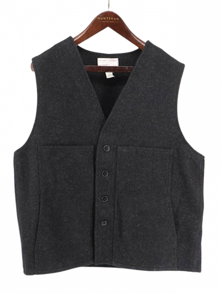古着 90's USA製 FILSON フィルソン ひし形タグ チャコールグレー マッキノー ウール ベスト / 46インチ メンズL 相当