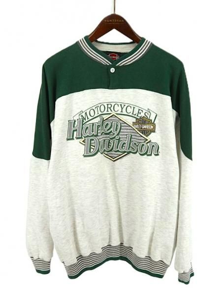 ハーレーダビッドソン ハーフボタン ロンT ビッグ刺繍ロゴ ハーレー