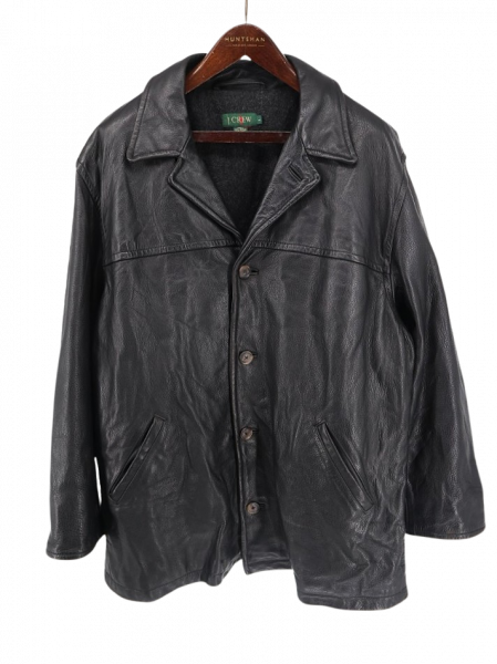 古着 90's J.CREW Jクルー 巨人タグ シボレザー カーコート ブラック ハーフコート / メンズL