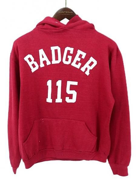 古着 70's~80’s ビンテージ RUSSELL ATHLETIC ラッセル 金タグ BADGER プリント エンジ スウェットパーカー / メンズM
