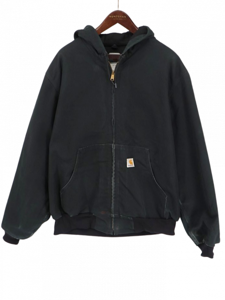 古着 00's USA製 Carhartt カーハート J131 アクティブ ジャケット ブラックダック地 フルジップパーカー / メンズXL