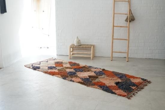 ヴィンテージカウラグステップ vintage moroccanrug 237x80(No.129) - &MOROCCO モロッコラグの通販