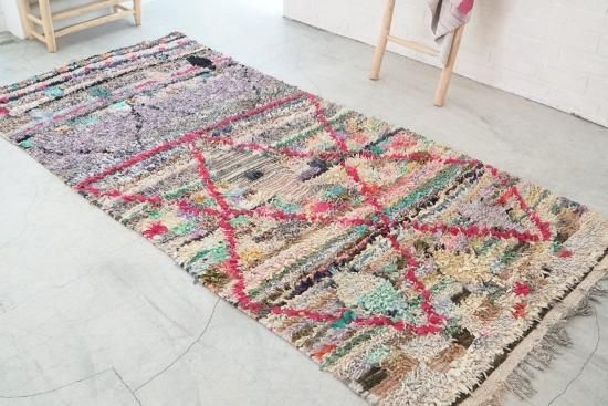 発*い様 モロッコ製 ボシャルウィット ラグ 手織り ボシャルウィット Boucherouite 手織りモロッコラグ 130cm×180cm