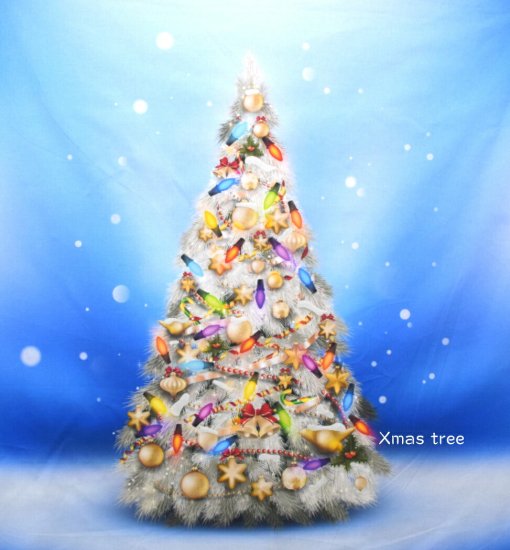tsukushi パネル販売「Vol.4 雪空とホワイトツリー」 オーナメント 生地 布 綿 コットン100％ デジタルプリント クリスマスツリー  もみの木 飾り 壁飾り 雪 白 ツリー タペストリー - 生地のお店　つくし