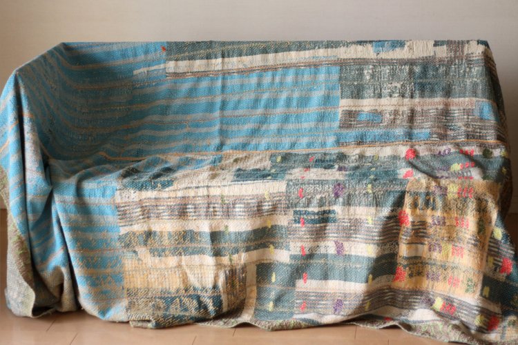 Vintage Kantha Quilt 233×160 - カンタキルト ラリーキルト インド 