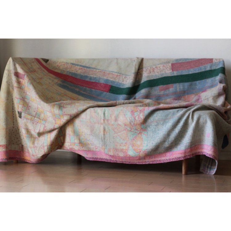 Vintage Kantha Quilt 228×159 - カンタキルト ラリーキルト インド
