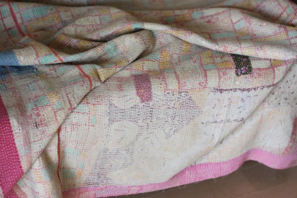 Vintage Kantha Quilt 228×159 - カンタキルト ラリーキルト インド 