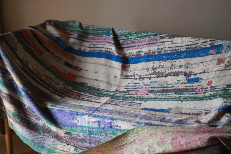 Vintage Kantha Quilt 226×158 - カンタキルト ラリーキルト インド 