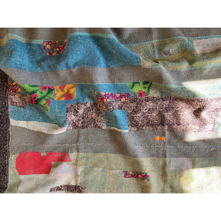 Vintage Kantha Quilt 202×148 - カンタキルト ラリーキルト インド