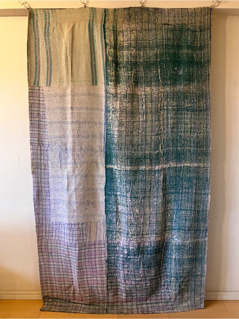 Vintage Kantha Quilt 210×128 - カンタキルト ラリーキルト インド