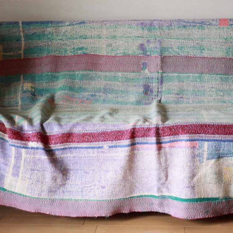 Vintage Kantha Quilt 185×140 - カンタキルト ラリーキルト インド 
