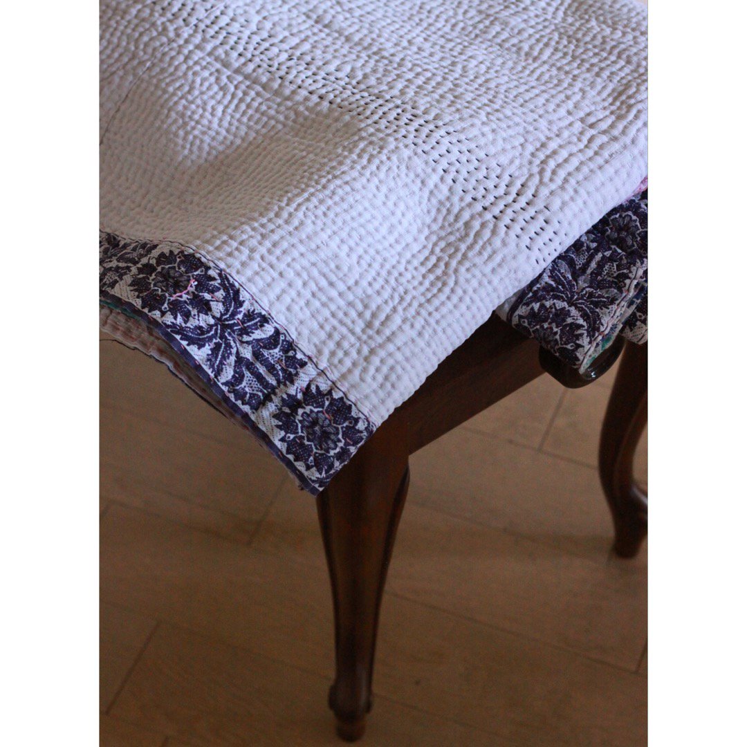 Vintage Kantha Quilt 185×147 - カンタキルト ラリーキルト インド 