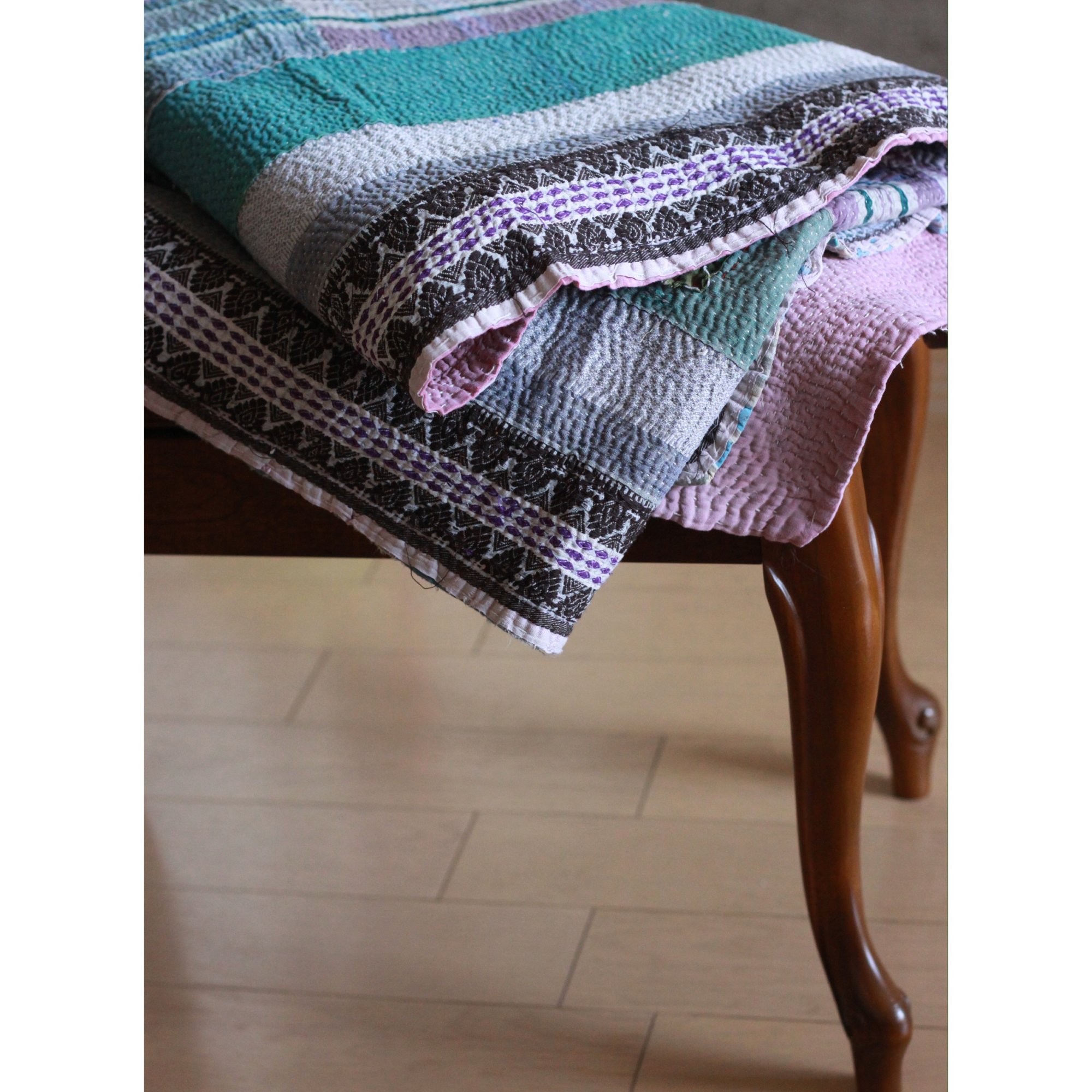 Vintage Kantha Quilt　200×136, - カンタキルト ラリーキルト インド刺繍キルト通販専門店 【A Little Fable】
