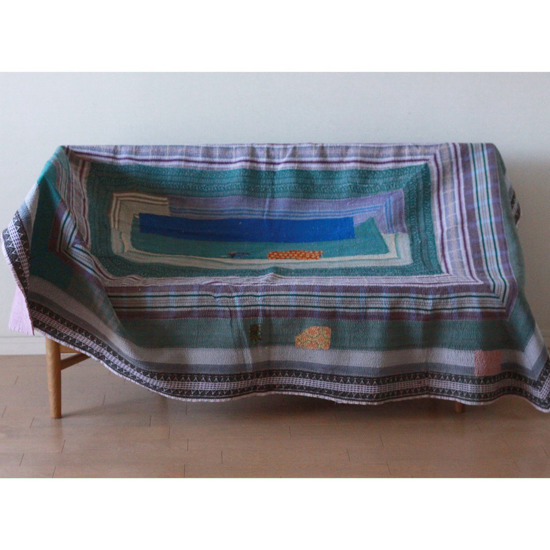 Vintage Kantha Quilt　200×136, - カンタキルト ラリーキルト インド刺繍キルト通販専門店 【A Little Fable】