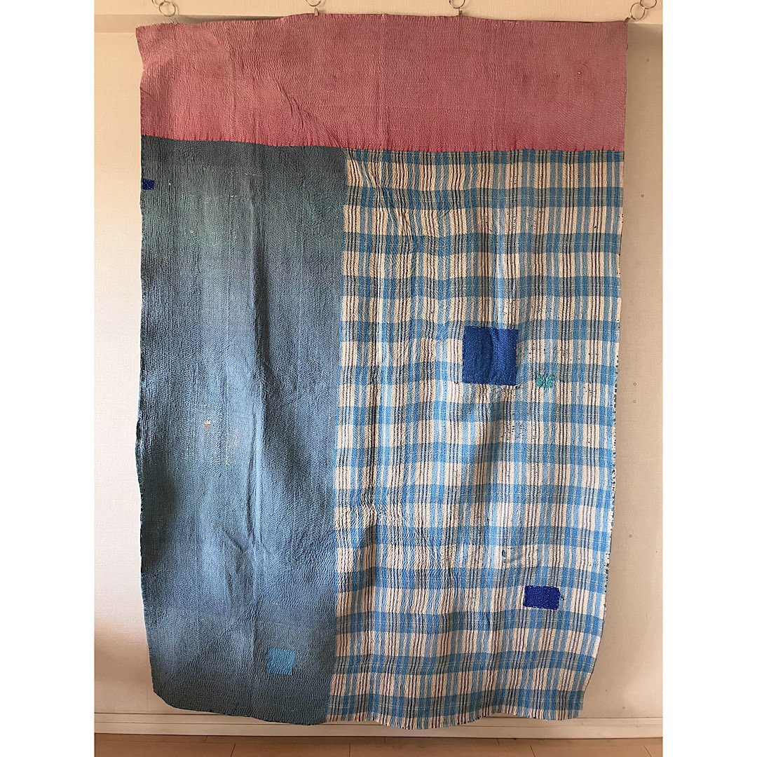 Vintage Kantha Quilt 200×136 - カンタキルト ラリーキルト インド