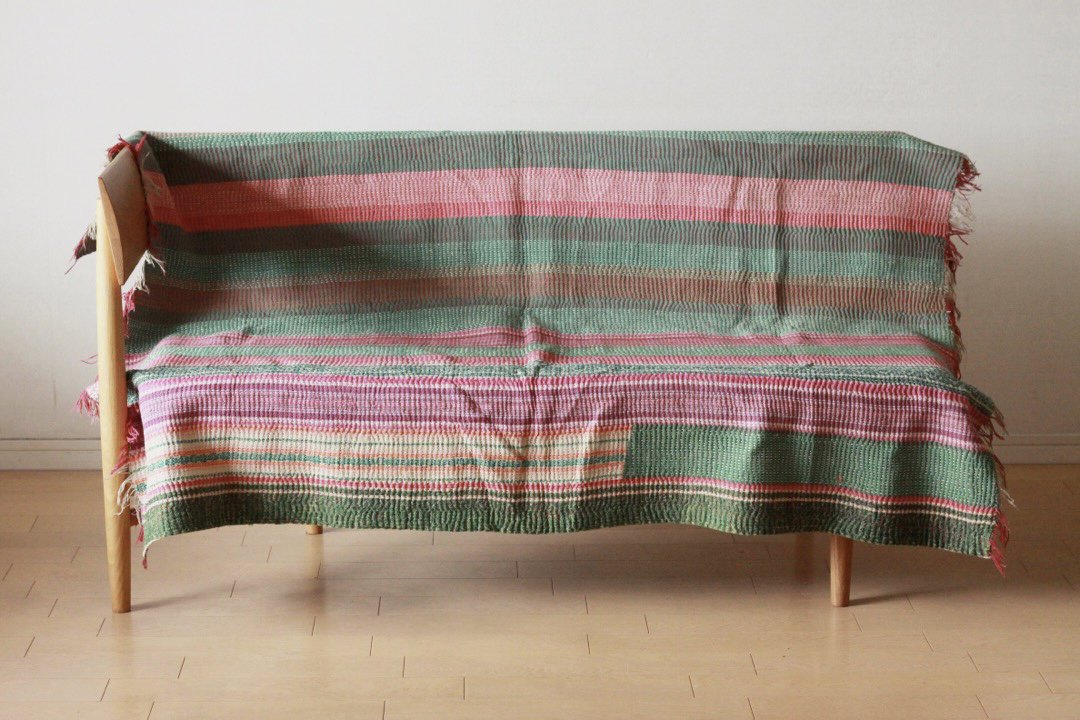 Vintage Kantha Quilt 152×123 - カンタキルト ラリーキルト インド 