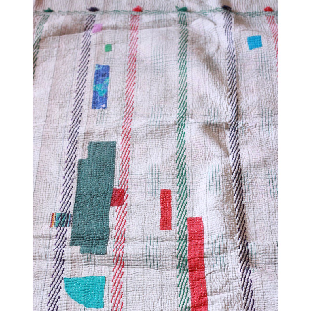 Vintage Kantha Quilt 245×181 - カンタキルト ラリーキルト インド 