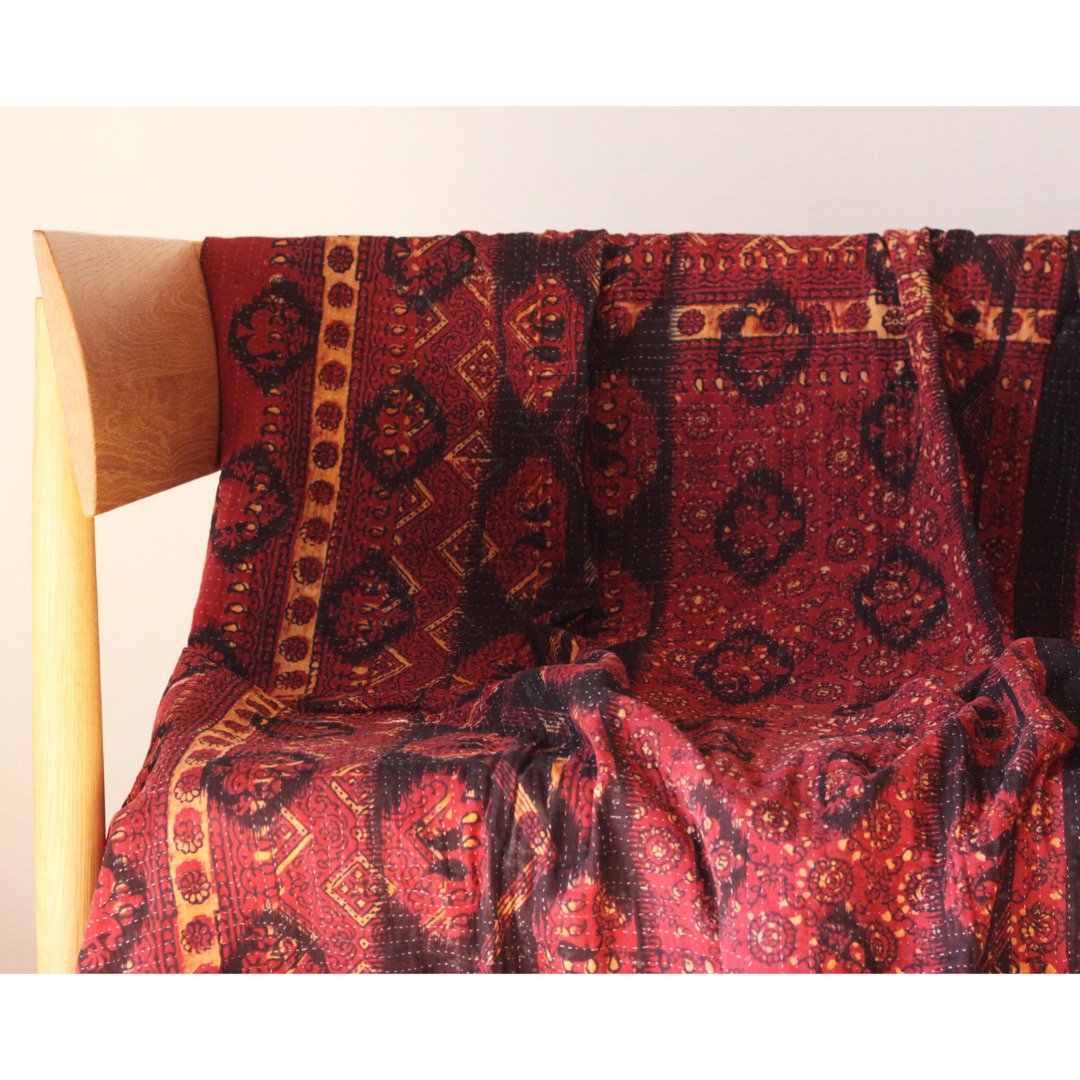 Vintage Kantha Quilt 195×135 - カンタキルト ラリーキルト インド 