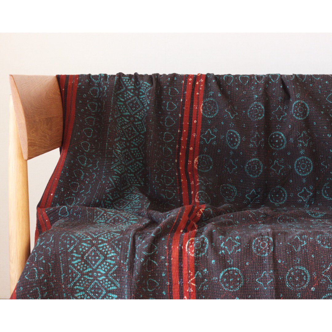 Vintage Kantha Quilt 186×122 - カンタキルト ラリーキルト インド 