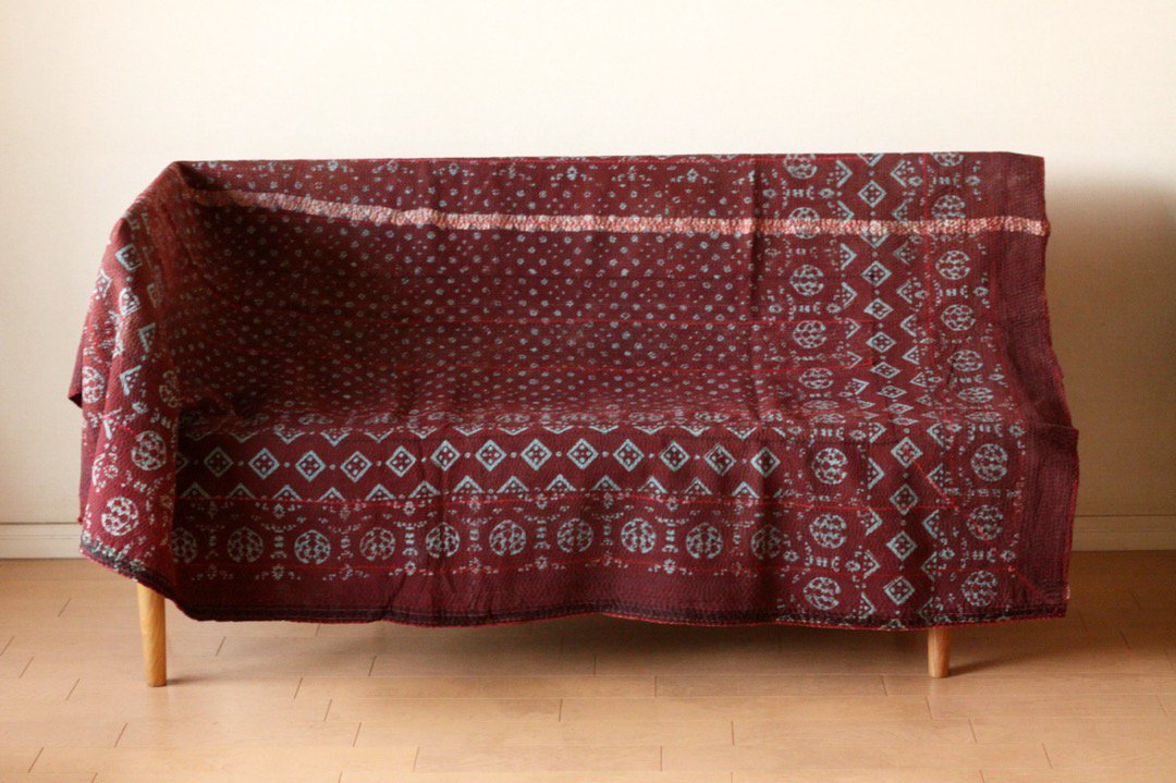 Vintage Kantha Quilt　195×134 - カンタキルト ラリーキルト インド刺繍キルト通販専門店 【A Little Fable】