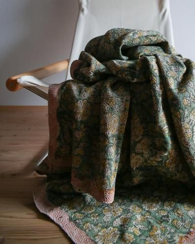 Vintage Bagruprint Kantha Quilt195138