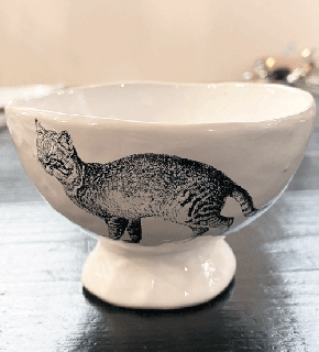K&#252;hn Keramik クーン・ケラミック deep bowl ネコ H7.5xD12xW12cm