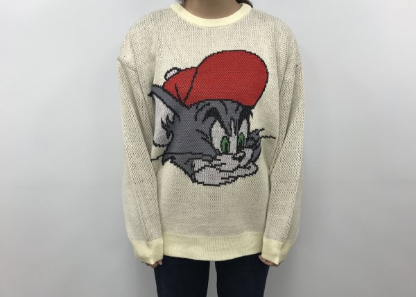 <img class='new_mark_img1' src='https://img.shop-pro.jp/img/new/icons20.gif' style='border:none;display:inline;margin:0px;padding:0px;width:auto;' />SEQUENZTOM and JERRY BIG FACE C/N SWEATER