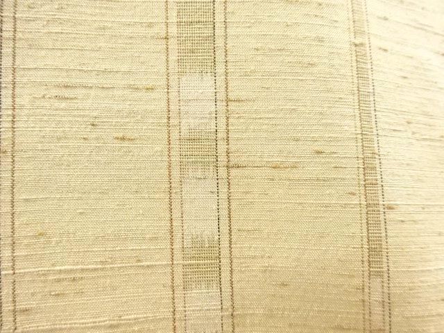 ナチュラルなベージュ系×縞模様 米沢ぜんまい紬 - 綾 RYO 着物レンタル