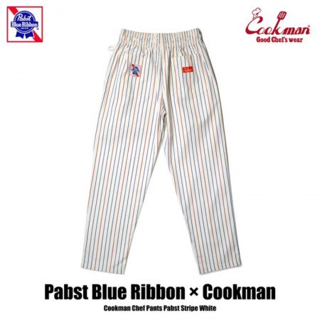 Pabst Blue Ribbon × cookman ストライプ シェフパンツ