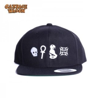 GARBAGE WAGON x TRADITION CYCLES/١若 SISSY BAR 6 PANNEL EMBROIDERED HAT/6ѥͥ륭åסBLK/WHT