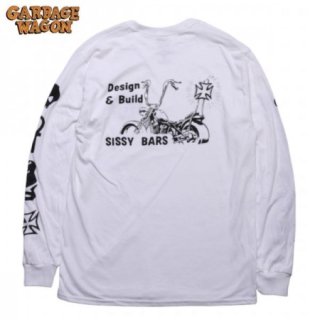 GARBAGE WAGON x TRADITION CYCLES/١若 SISSY BAR LS TEE/󥰥꡼TġWHITE