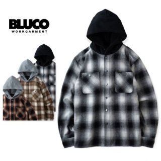 BLUCO WORK GARMENT/ブルコ HOODED FLANNEL SHIRTS/フード付きネルシャツ OL-049-022・3color