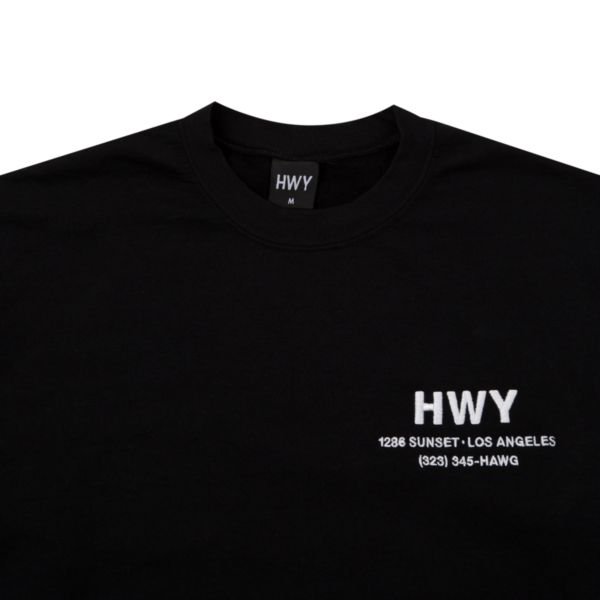 HWY/ハイウェイ HAWG CREW EMBROIDERED/クルーネックスウェット・BLACK